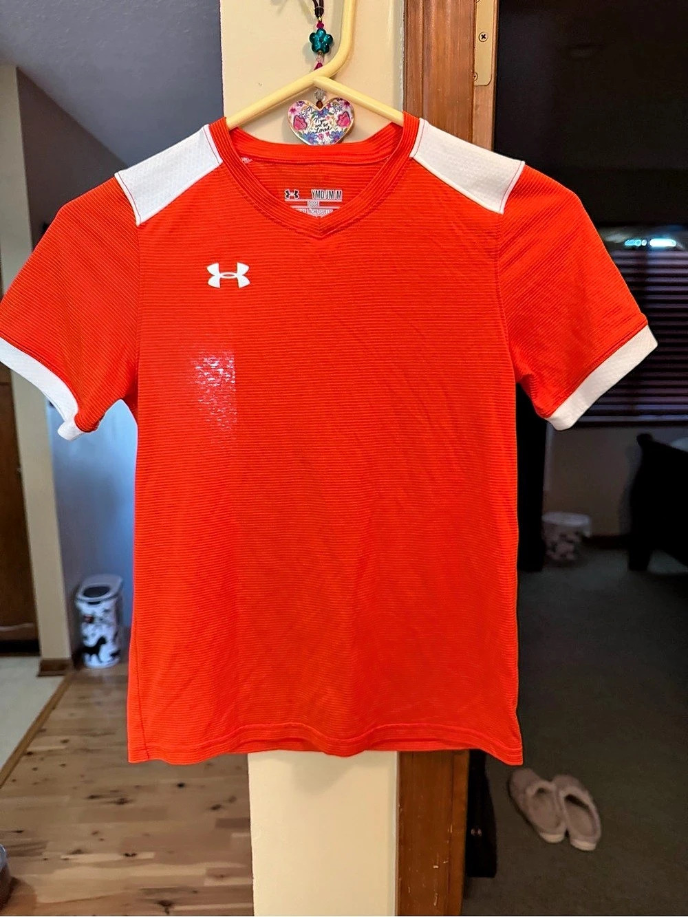 Under Armour Kid’s Athletic Short Sleeve Shirt Orange & White Medium